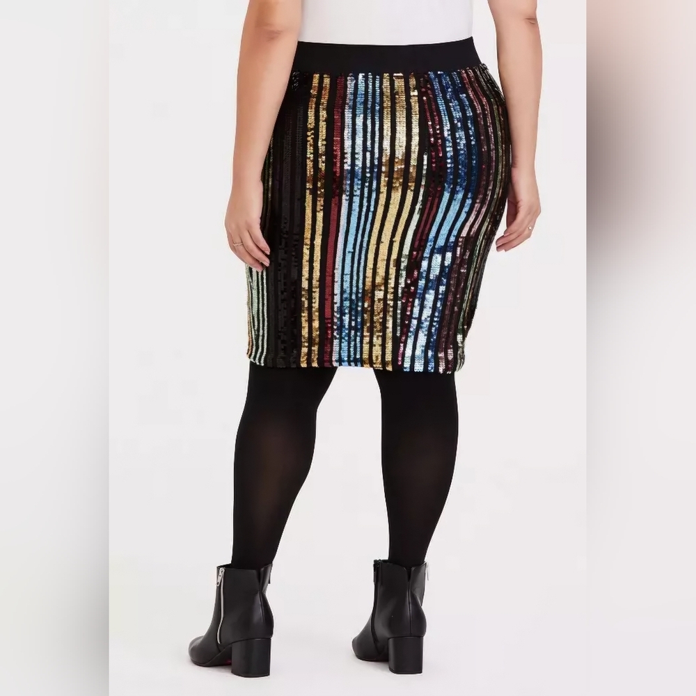 Torrid Multicolored Sequin Striped Pencil Skirt - Picture 3 of 6